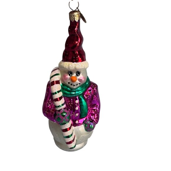 Christopher Radko Frosty Twist Snowman Ornament Rare Retired Glass 6 Inch Multic - Picture 6 of 8